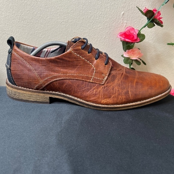 🌹Bullboxer Brown Leather Shoes Men’s 10 Casual Work Office Business Texetos - Picture 6 of 14